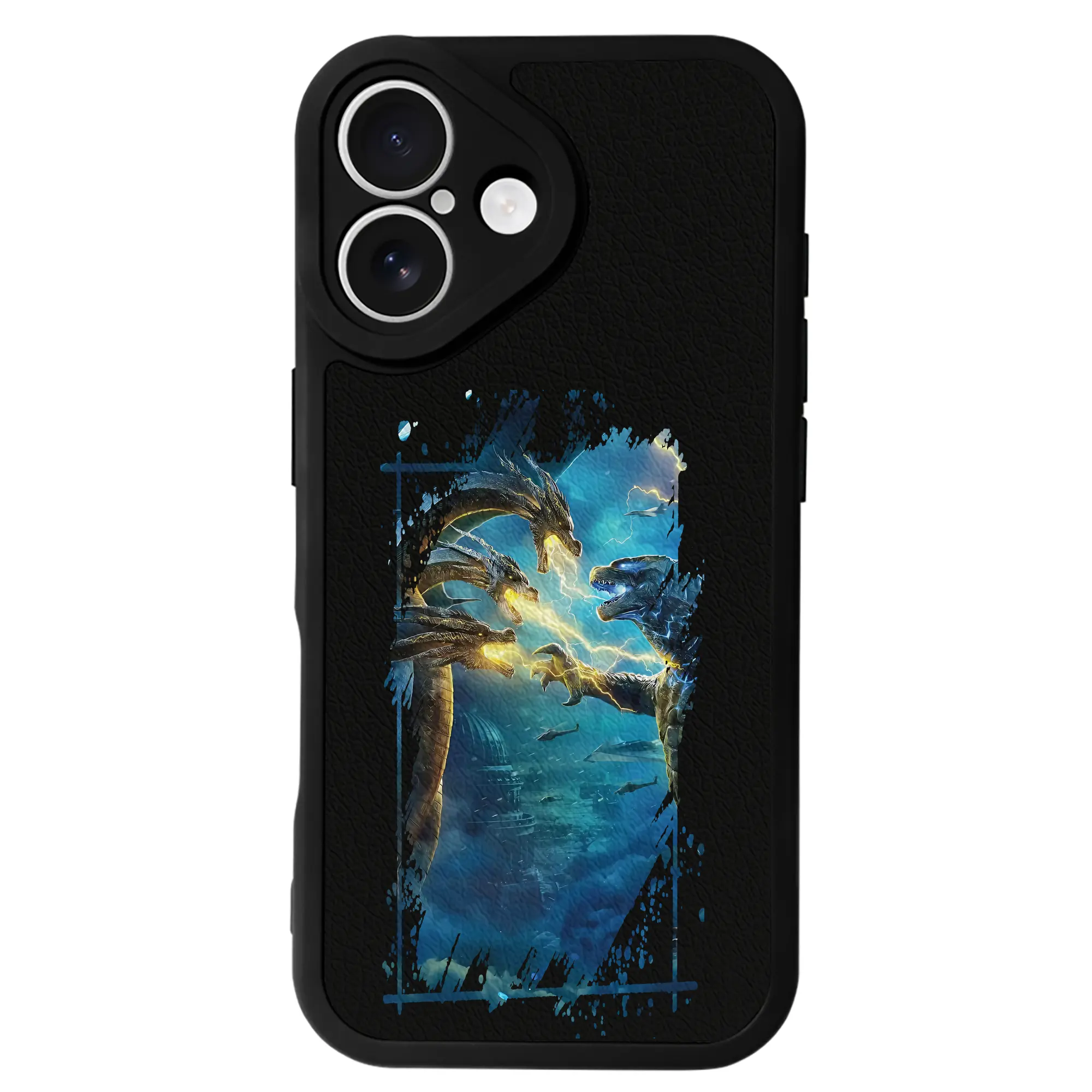 ゴジラ グッズ,キングギドラ - IPhone 16シリーズ対応 ・ シリコンスマホケース ・ レザー調 ・ 高精度フィット ・ 耐衝撃 ・ ワイヤレス充電対応 ・ 精密カット